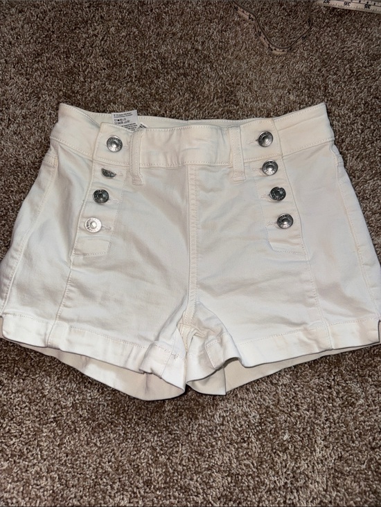 American Eagle Outfitters Pants - American Eagle Outfitters White High-Waist Button-Front Shorts